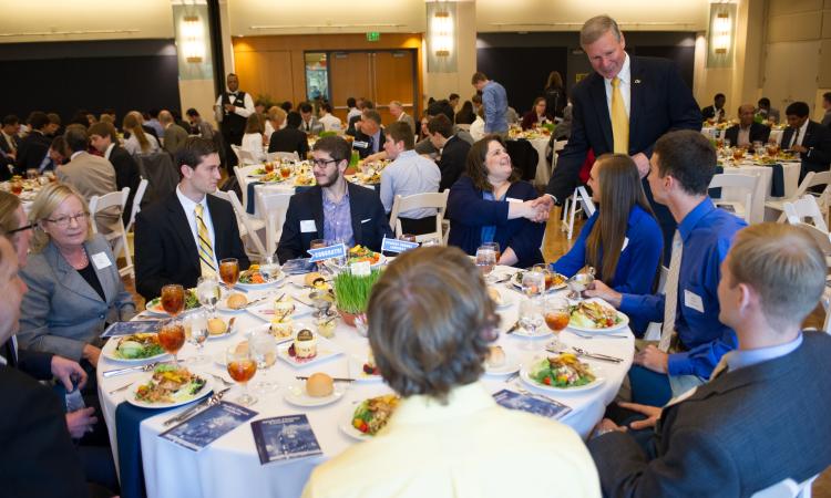 Peterson with Students at 2014 Student Honors Luncheon