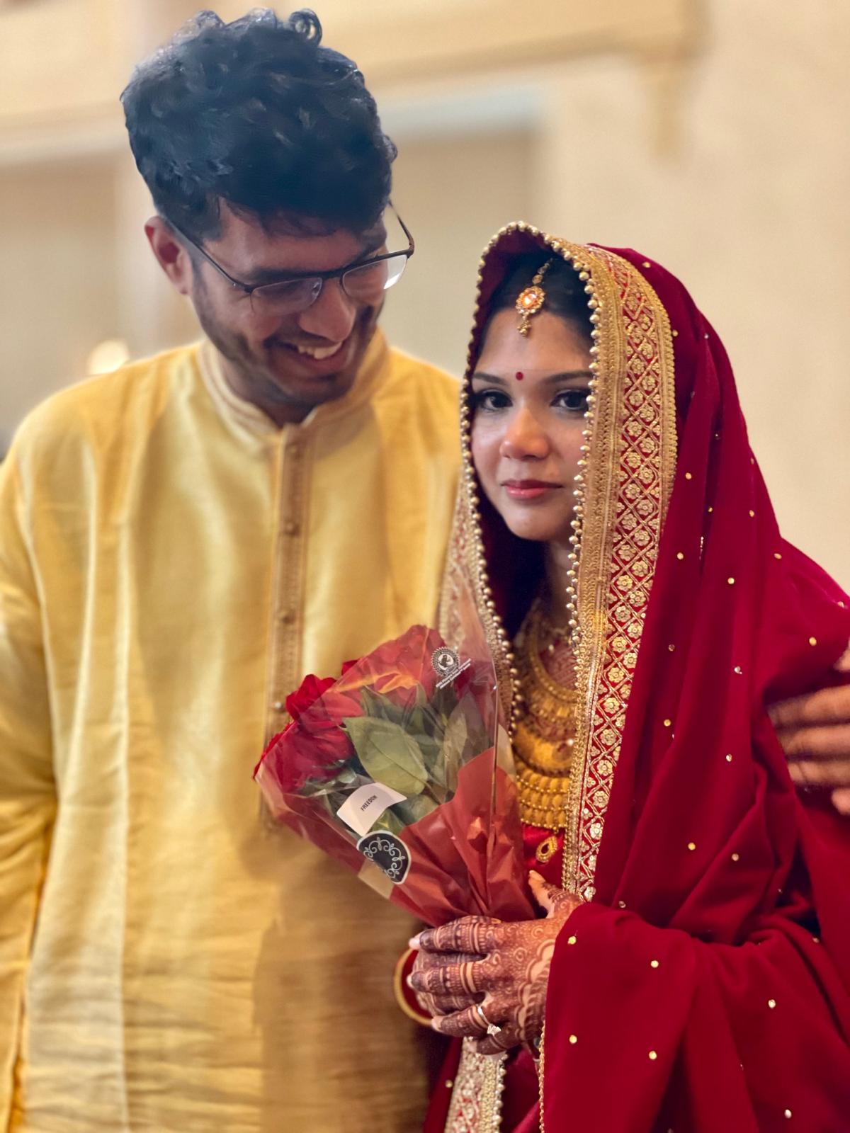  Al-Hussaini and Farlin on their wedding day.