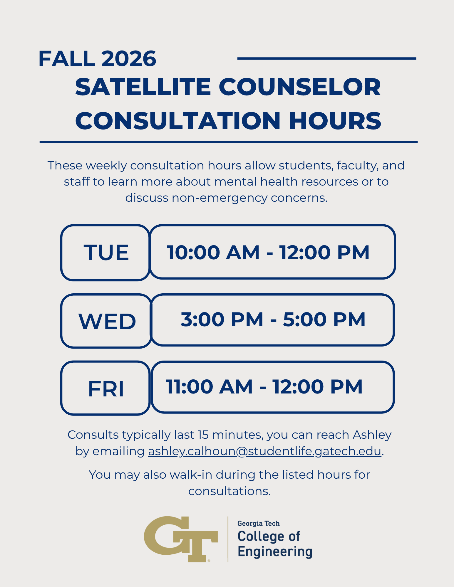Fall counseling hours