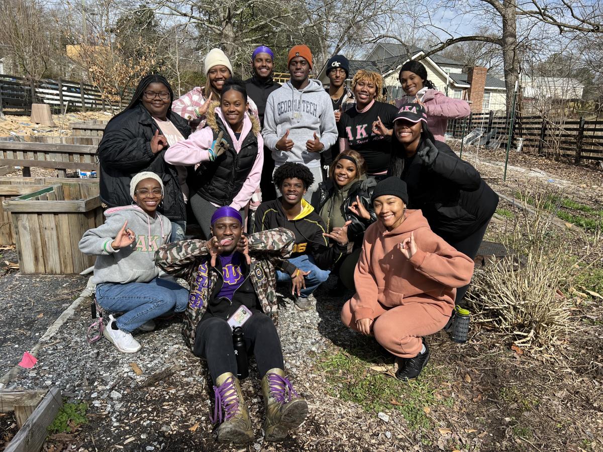 Greek Students completing a service project