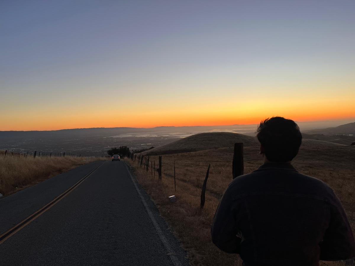 Shikhar viewing the sunset 