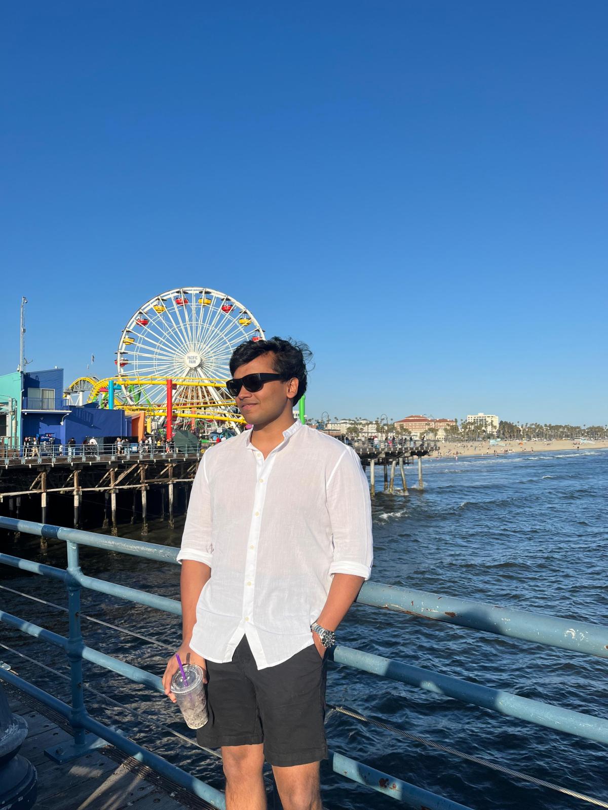 Shikhar visiting Venice boardwalk.