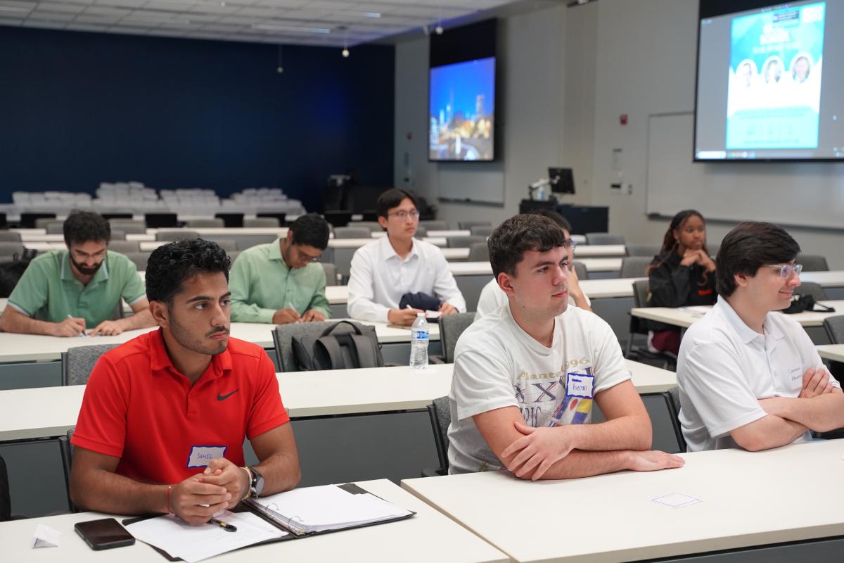 Undergraduate students listening to the faculty panel panel. 