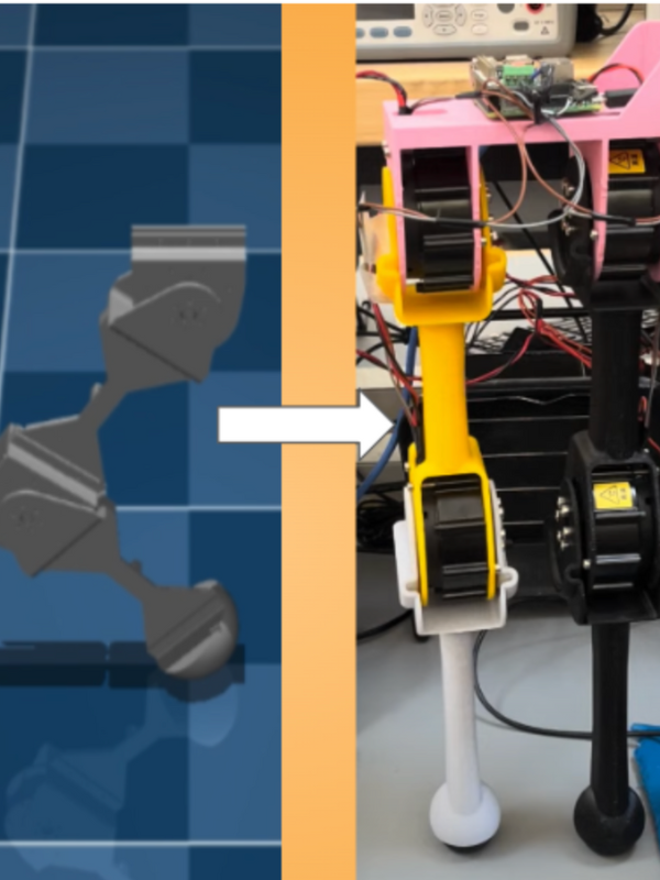 BLISS (Bipedal Locomotion and Integrated Simulation System), an open-source bipedal robot designed as a low-cost, easy-to-assemble testbed for gait trajectory algorithms. 