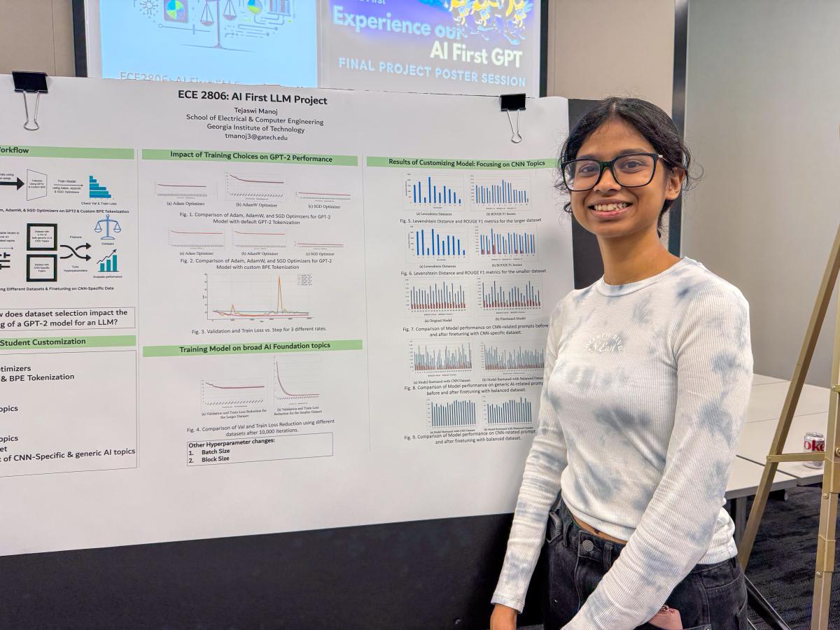 Tejaswi Manoj presenting her poster.