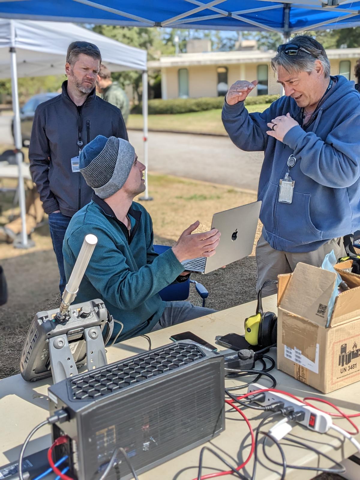 Sitterle in outside testing drones
