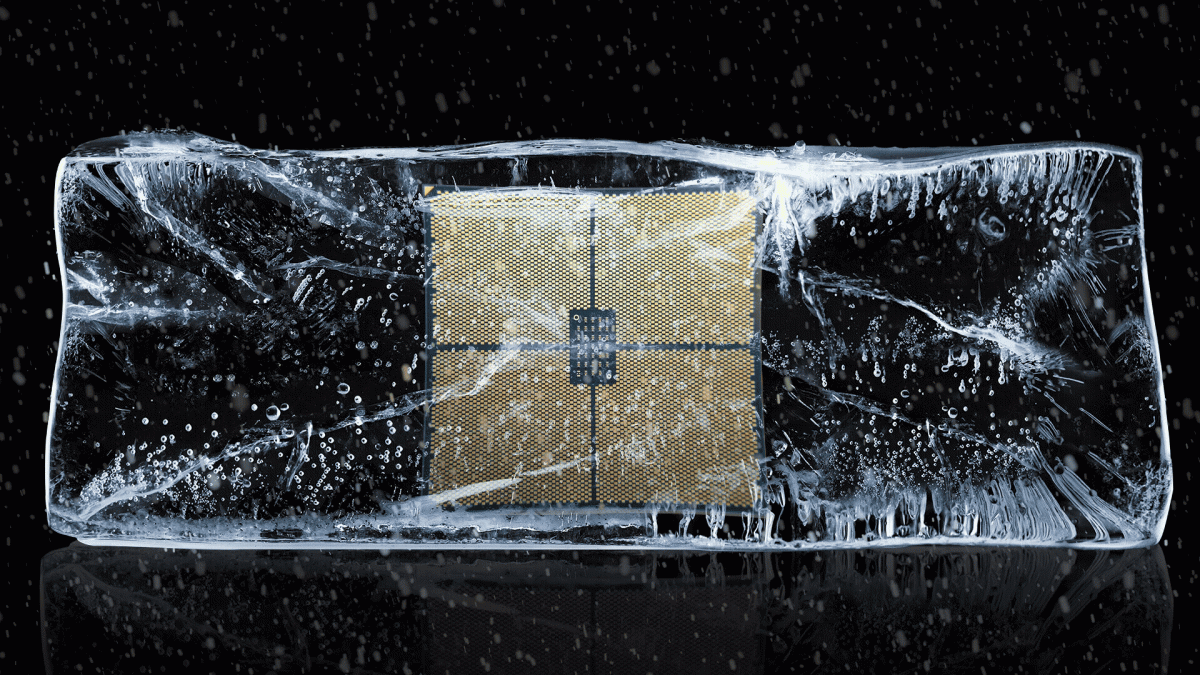 gif of a computer chip in a block of ice