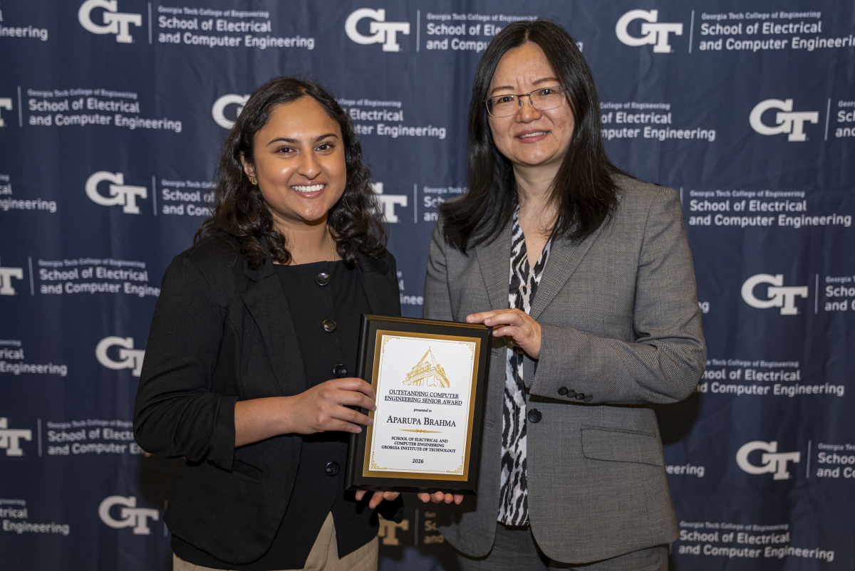Aparupa Brahma with ECE Senior Associate Chair Ying Zhang.