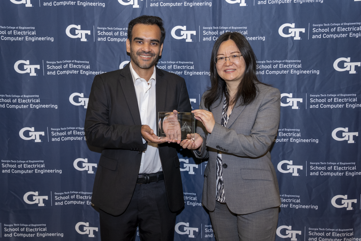 Muneeb Zia with ECE Senior Associate Chair Ying Zhang