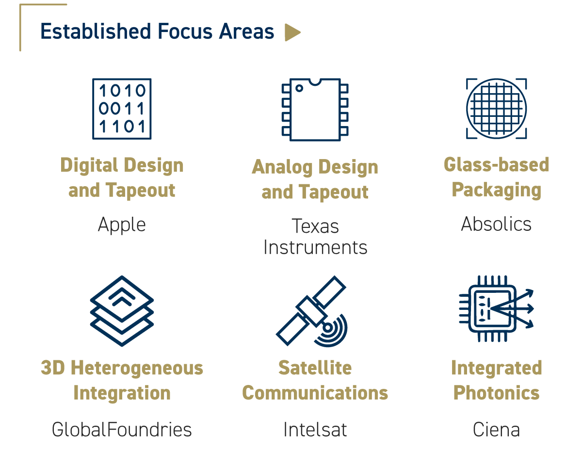 Graphic with icons of the focus areas