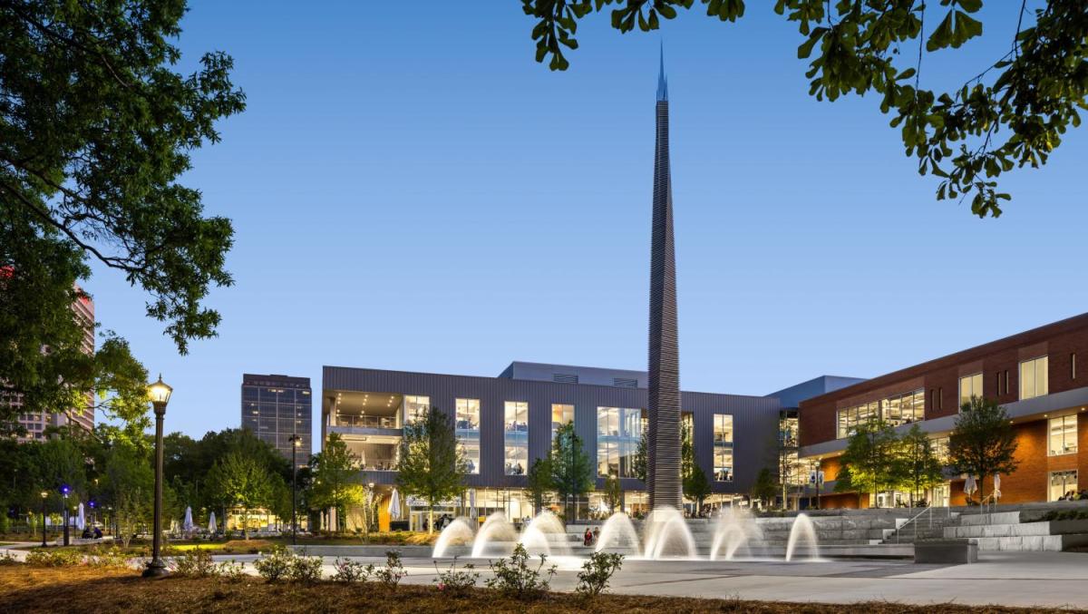 Image of the Kessler Campanile outside the Georgia Tech student center.