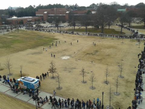 Long Lines form for tickets to Presidential Address