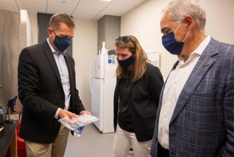 Teresa MacCartney tours Covid-19 testing lab