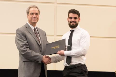 Austin Keener (right) with College of Engineering Associate Dean Douglas Williams