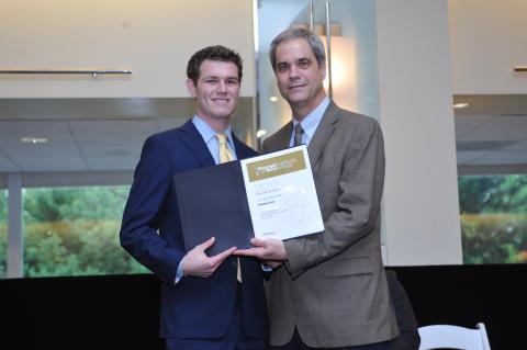 Benjamin Lazar (left) with College of Engineering Associate Dean Douglas Williams