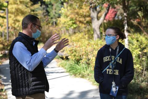 ECE Professor Bernard Kippelen with Emily Marshall