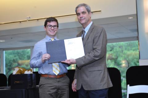 Ethan Everett (left) with College of Engineering Associate Dean Douglas Williams