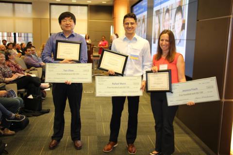 Rafael Marin with Tuo Zhao and Jessica Finch, Fellow CTL GTA Award Winners