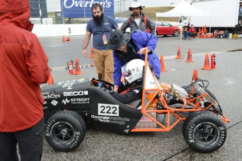 Sam Gilmer and driver Nathan Cheek get ready for next event