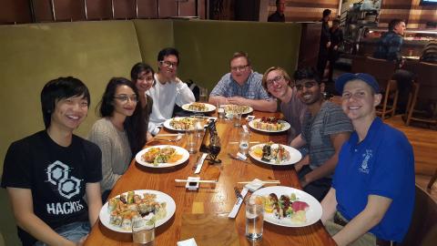 Murali (second from left) at a dinner with her fellow The Hive officers.