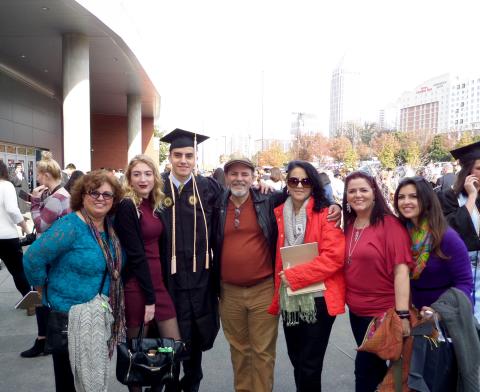 Angel Daruna and family at the undergraduate graduation ceremony.