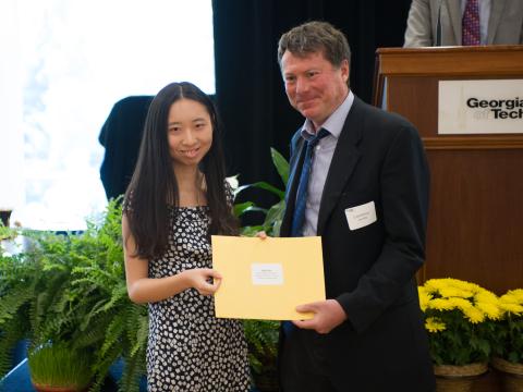 Jiaqi Xue with CoE Associate Dean Laurence Jacobs Jiaqi Xue with CoE Associate Dean Laurence Jacobs