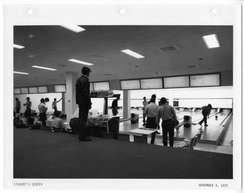 Tech Rec bowling lanes with hand scoring