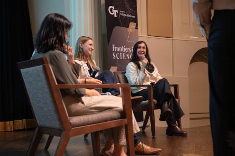 Ida Momennejad responds to a question during a Frontiers in Science panel session. Ida Momennejad responds to a question during a Frontiers in Science panel session.